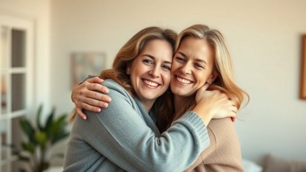 Warm embrace highlighting intergenerational connections.