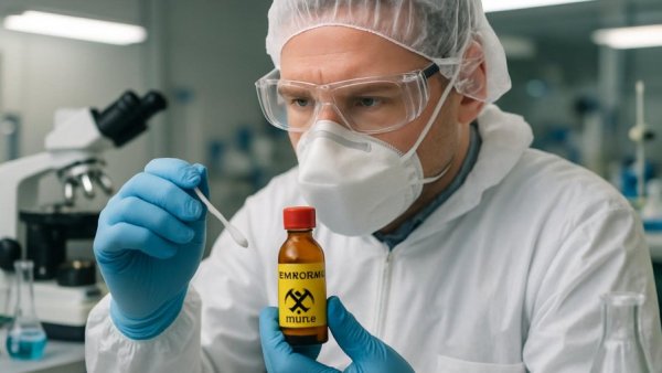 Technician conducting hazardous drug contamination testing.