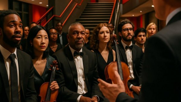 Morris County Career Training Center event with speech and musicians.