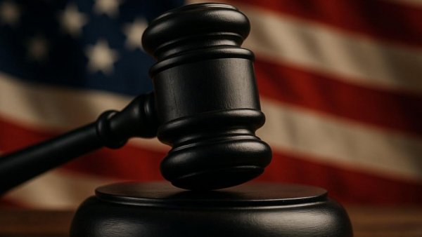 Gavel on base with American flag, symbolizing justice in Sussex County NJ child sexual assault conviction.