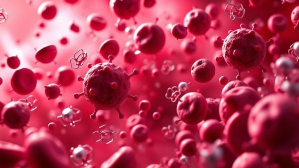 3D illustration of blood cells highlights bleeding risks in cancer patients on apixaban.
