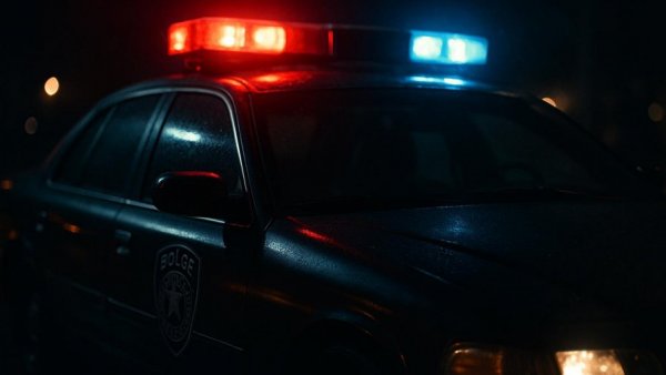 Police car at night with lights on for Sussex County NJ scooter safety.