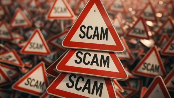 Cluster of scam warning signs representing Medicare scam calls.