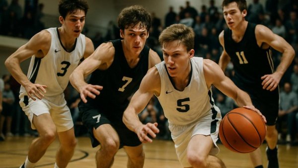 St. Joseph Met Basketball players in action during a game.