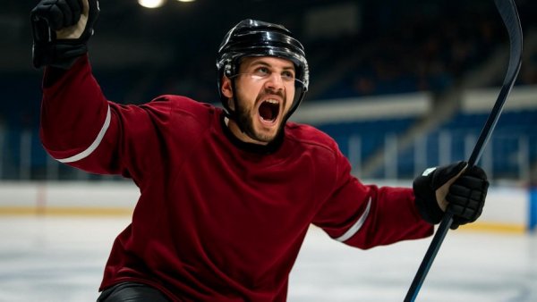 Ice hockey player celebrating a goal in Northern NJ game