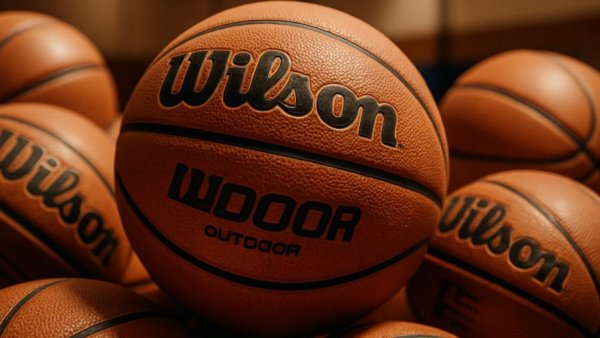 Basketballs in a gym setting related to St. Dominic girls basketball.