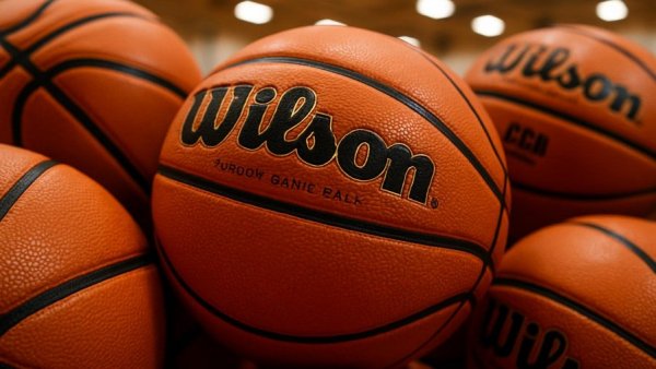 Wilson basketballs in a gym for Northern NJ girls basketball.