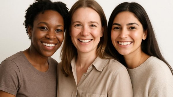 Women United Newark group portrait, three smiling women.