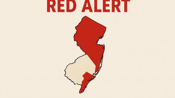 Winter Storm Warning New Jersey map with affected areas highlighted.