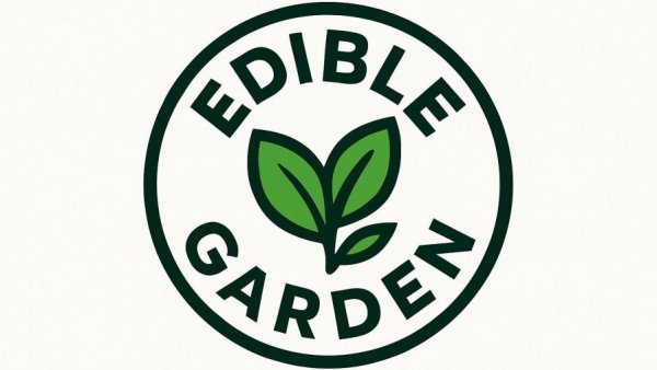 Edible Garden logo with fresh green leaf design, Pulp and Pickle Party products Northern NJ.