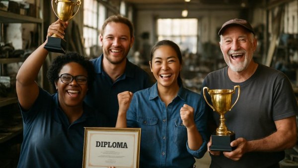 Modern Line Furniture achievements 2025 celebration with team and awards.