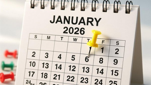 January 2026 calendar with pushpins, highlighting New Jersey benefits increase 2026.