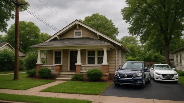 Suburban bungalow in Piscataway real estate, parked cars.