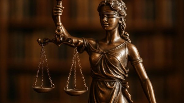 FBT Gibbons Law Firm Launch - Bronze Lady Justice statue and scales.