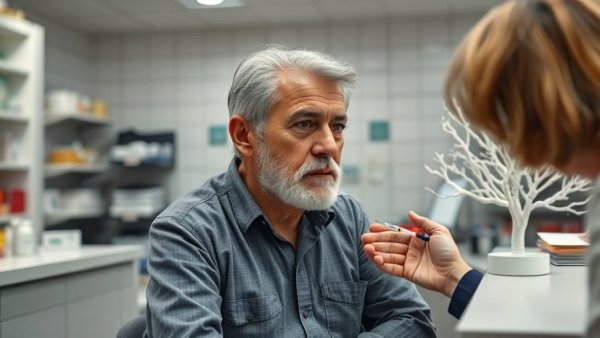 Middle-aged man in pharmacy receiving vaccination, showcasing off-target benefits of vaccination for seniors.