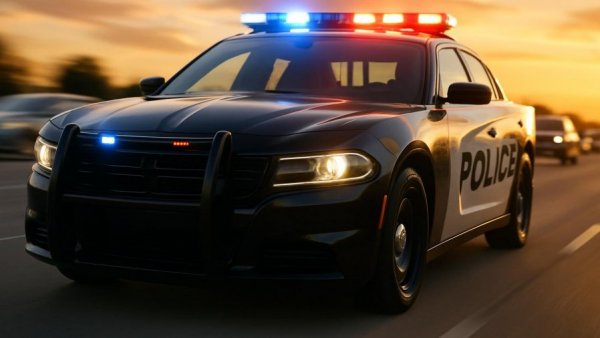 Police car during sunset with sirens on, DWI incidents Morris County