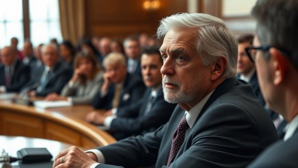 Elderly man testifying at panel on health insurers accountability.