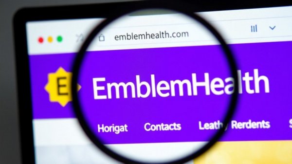 Magnified EmblemHealth website showcasing logo for ghost networks mental health care.