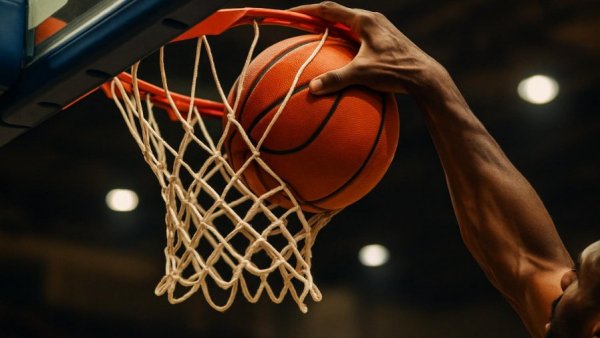Brick Township Basketball Victory: Player dunking close-up