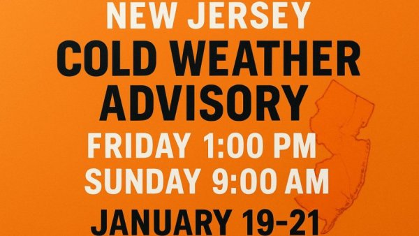 Cold weather advisory New Jersey map with effective dates.