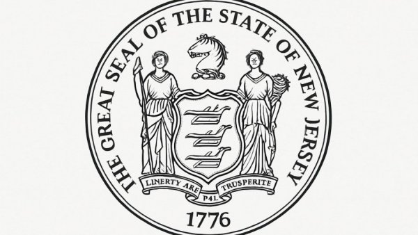 New Jersey state seal and Governor's name on a white background.