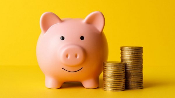 Charming pink piggy bank symbolizing New Jersey AI Hackathon affordability.