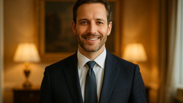 William Tate Rutgers Vision, professional man smiling indoors.