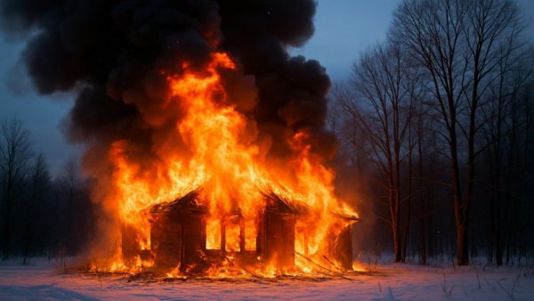 OSCAR Animal Shelter fire with blazing flames and smoke.