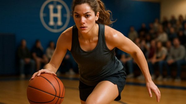 Spartans Victory Over Voorhees: determined player dribbling during game.