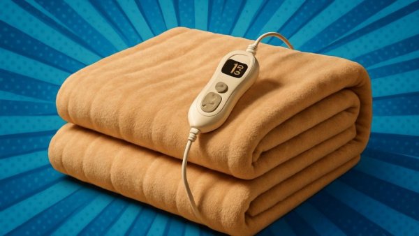 Bedsure heated blanket sale advertisement featuring a cozy design.