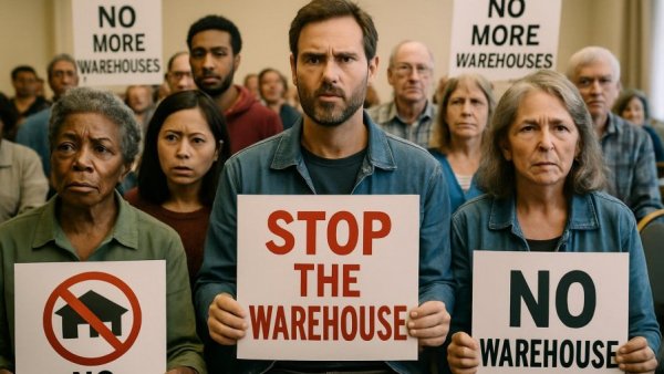 Sparta New Jersey negotiations town hall with protest against warehouse.