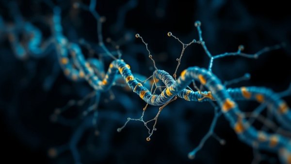 Abstract protein visualization linked to Alzheimer's and Parkinson's.