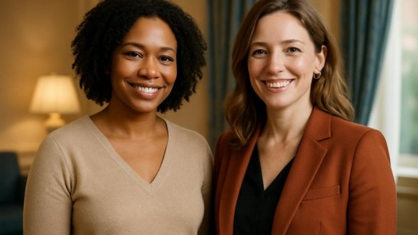 Educators of the Year Sparta NJ - Two women standing and smiling indoors.