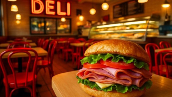 Millburn Deli Morristown interior and delicious sandwich.