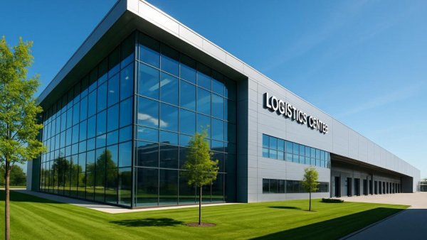 Modern Class A logistics center in Millstone with glass facade and lawn.