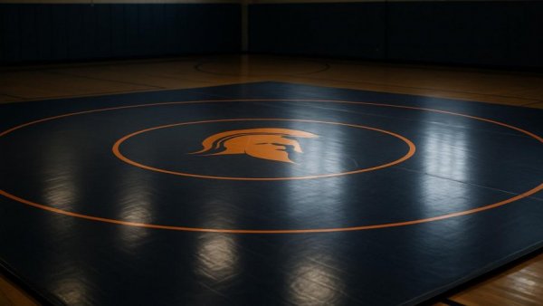 Spartan Boys Wrestling mat at regional competition in gym
