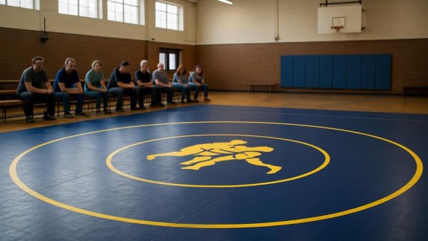 Wrestling mat in Sparta NJ gymnasium event setting.
