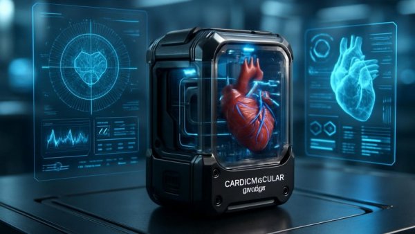 CoroFlow Cardiovascular System on a futuristic digital display.