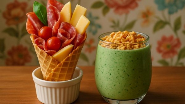 Vibrant food art at Olive and Oak Café Oceanport showcasing savory and sweet delights.