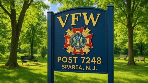 VFW Post #7248 signage in Sparta, NJ, Sussex County veterans scholarships connection.