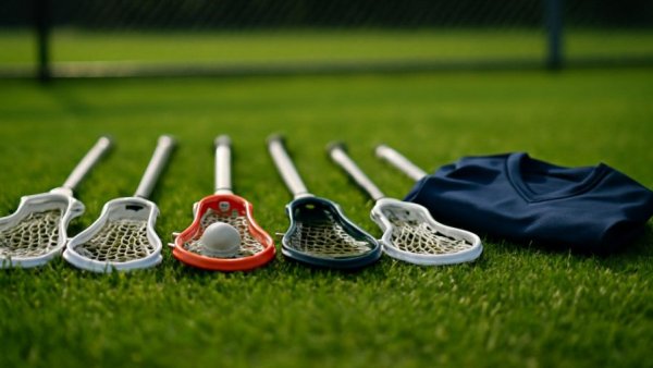 Lacrosse sticks and gear on Spartan boys lacrosse team 2026 season field