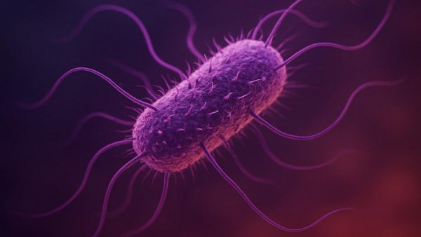 Intricate purple bacterium representing infection risk and dementia.