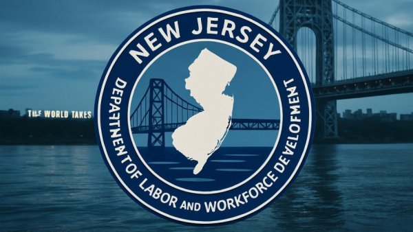 New Jersey Department of Labor logo with bridge background.