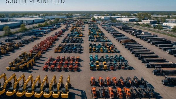 Aerial view of industrial outdoor storage in South Plainfield with machinery.
