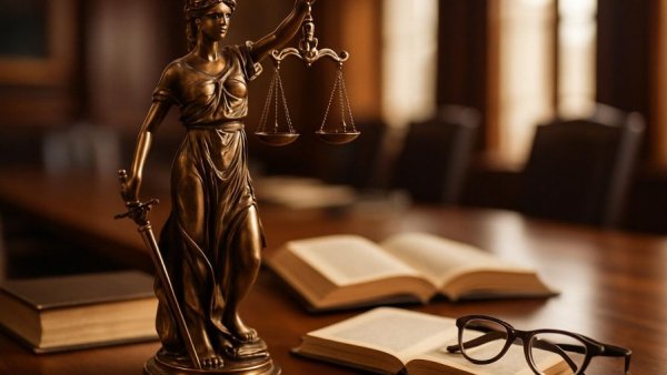 NJ Supreme Court Cumulative Errors New Trial statue representing justice on conference table.