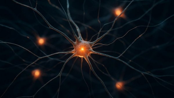 Neural network depicting brain activity related to midlife migraines and dementia risk.