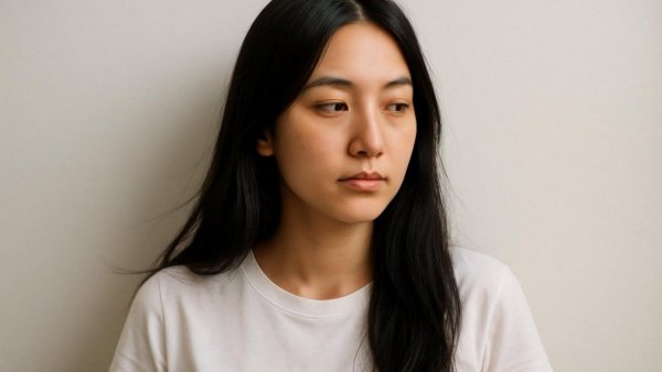 Contemplative young woman at Bernardsville Cinema.