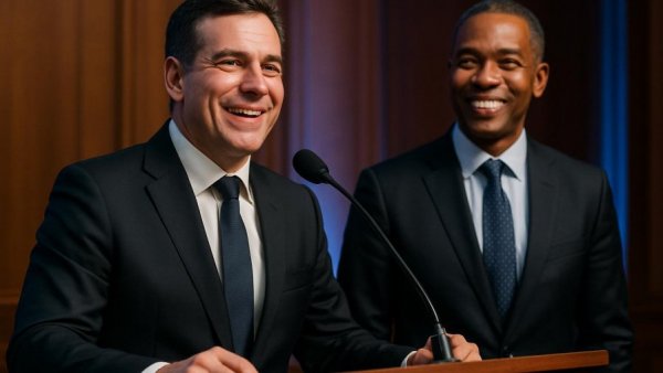 NACD NJ Director of the Year Awards event with two smiling men at a podium