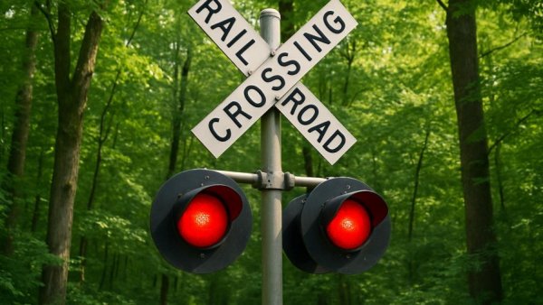 Railroad crossing sign in New Jersey Rail Safety Campaign
