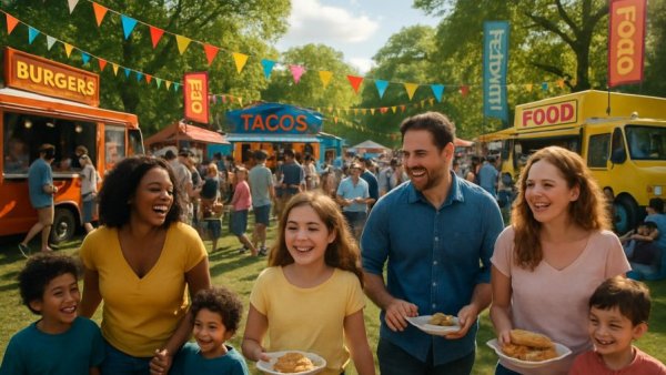 Just Jersey Fest food and music festival collage featuring people and food.